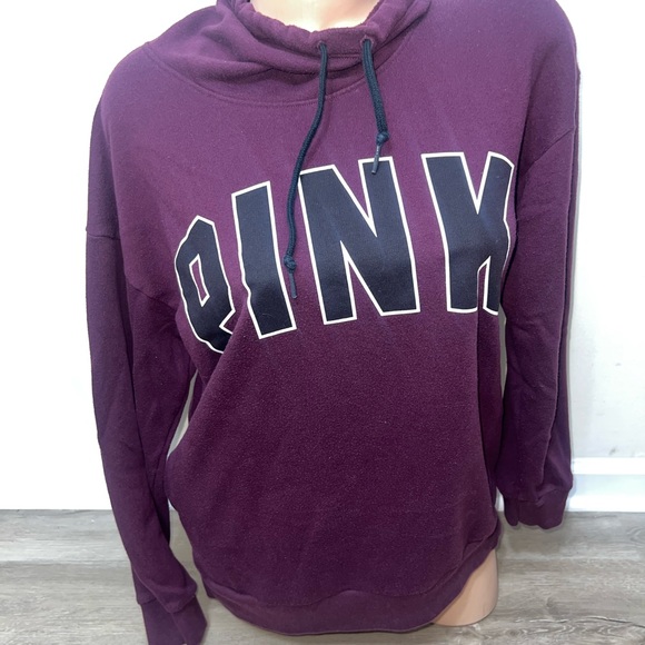 Pink Victoria’s Secret Women’s Maroon Cowl Neck Comfy Pullover Sweatshirt Small - Picture 2 of 5